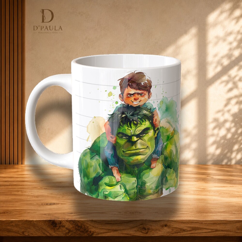 Caneca Dia dos Pais Hulk Personalizada 325ml Presente para Pai
