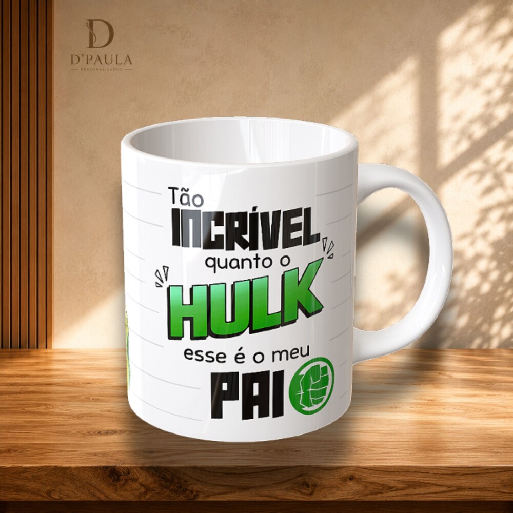 Caneca Dia dos Pais Hulk Personalizada 325ml Presente para Pai
