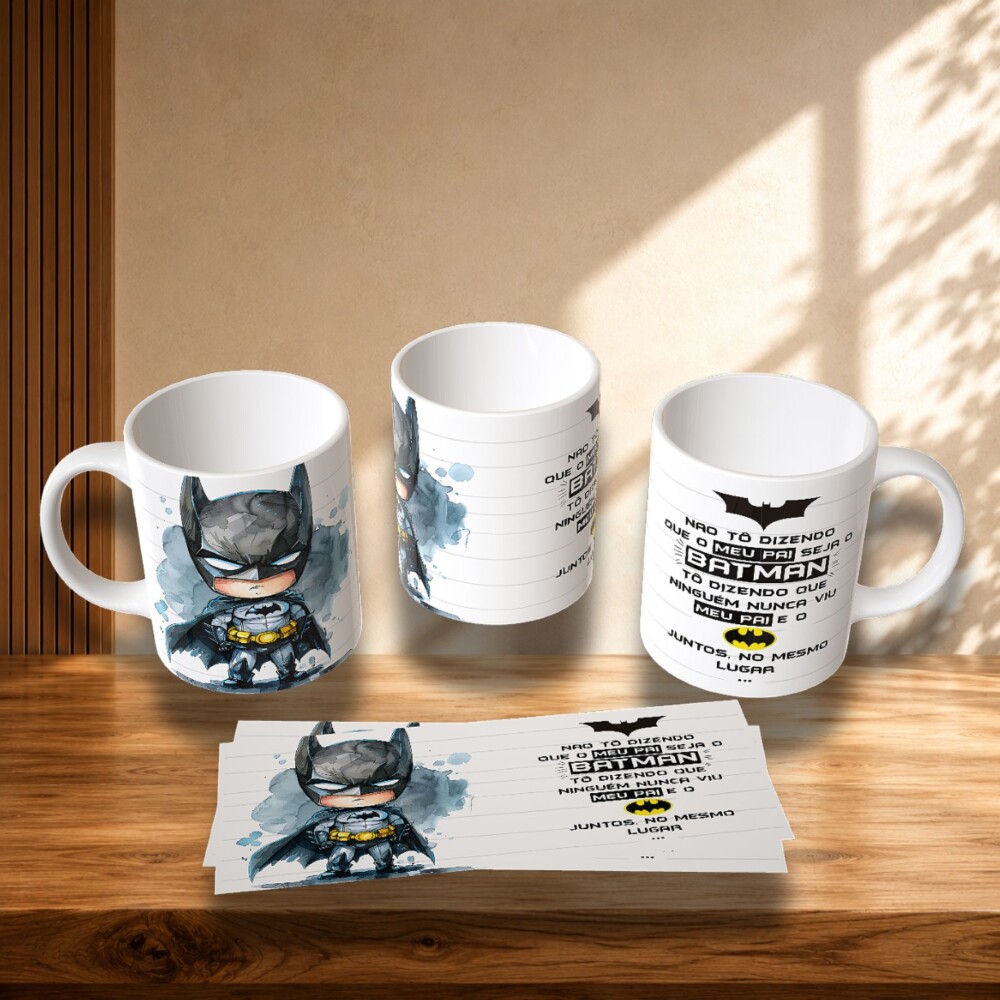 Caneca Dia dos Pais Herói em Cerâmica 325ml | Presente Criativo