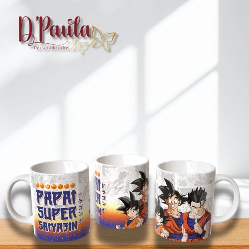 Caneca Personalizada Pai Super Saiyajin 325ml | Presente para o Papai