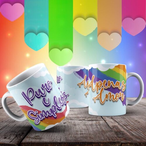Caneca Puro e Simples Apenas Amor LGBT Cerâmica 325ml