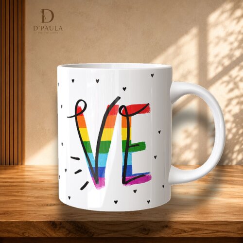 Caneca Love LGBTQIA+ em Cerâmica 325ml | Presente Criativo e Exc