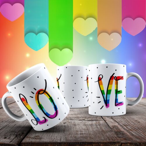 Caneca Love LGBTQIA+ em Cerâmica 325ml | Presente Criativo e Exc