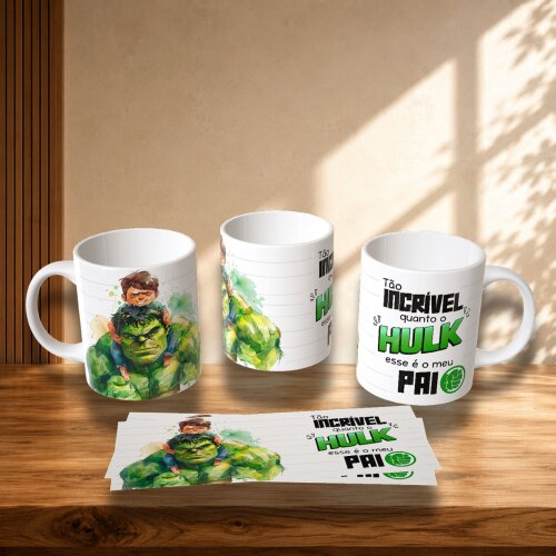 Caneca Dia dos Pais Hulk Personalizada 325ml Presente para Pai
