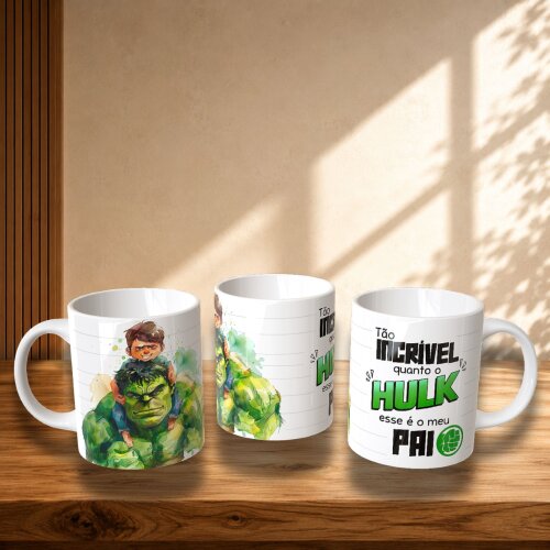 Caneca Dia dos Pais Hulk Personalizada 325ml Presente para Pai