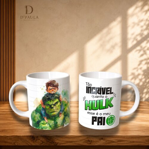Caneca Dia dos Pais Hulk Personalizada 325ml Presente para Pai