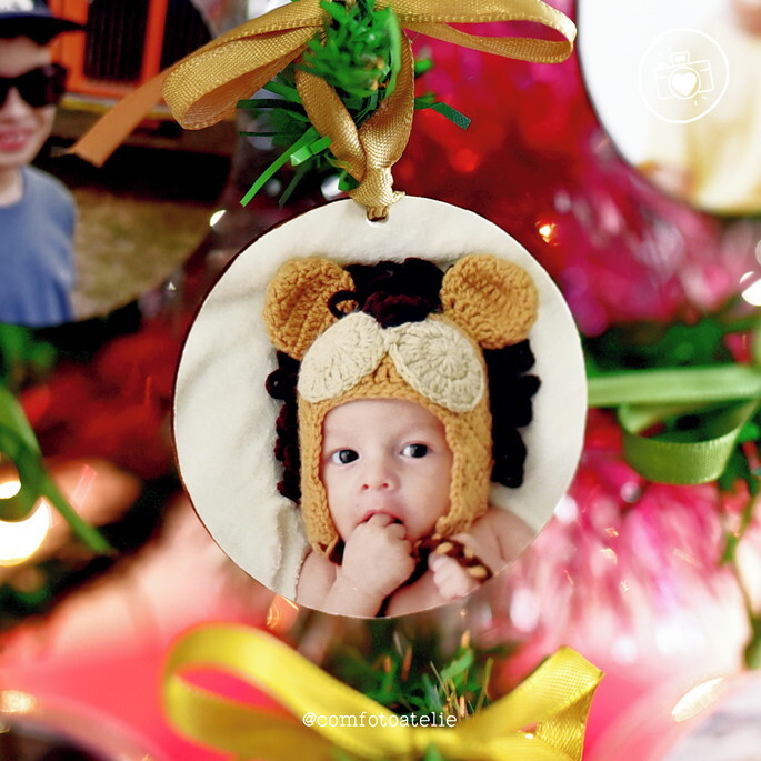 Bolinhas de Natal em madeira Com Foto Personalizado
