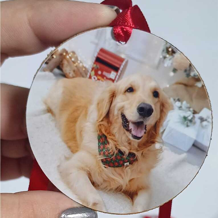 Bolinhas de Natal em madeira Com Foto Personalizado