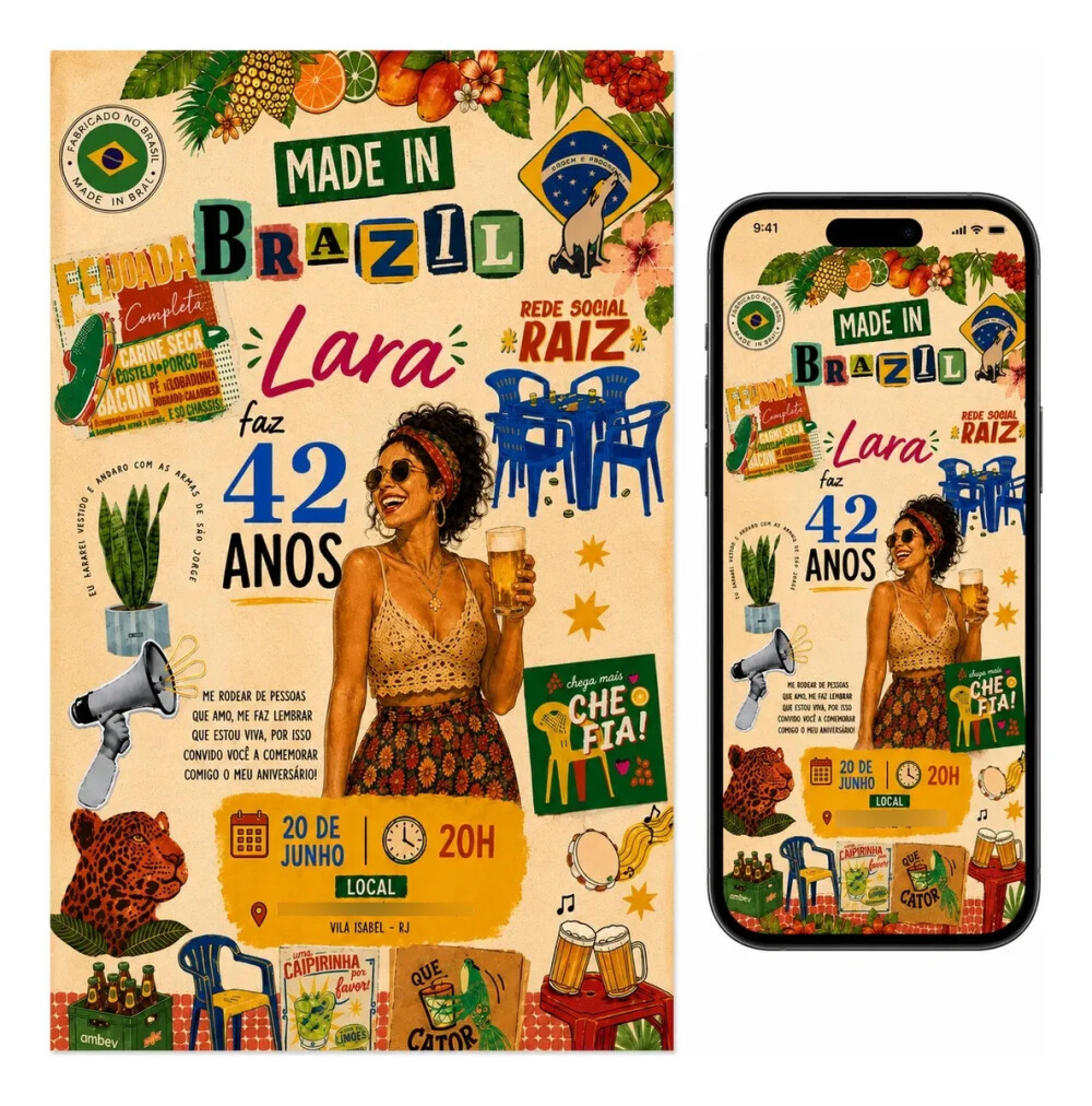 Convite Digital Brasilidade - Grátis Save The Date