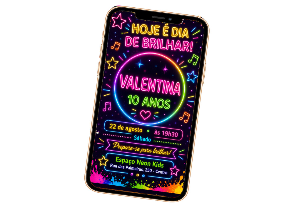 Convite Digital Neon - Grátis Save The Date - Cópia