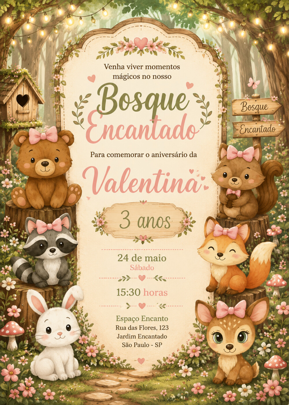 Convite Digital Bosque Encantado - Grátis Save The Date - Cópia