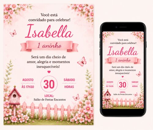 Convite Digital Jardim  Encantado - Grátis Save The date