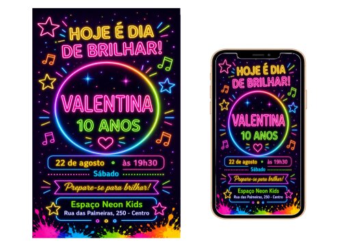 Convite Digital Neon - Grátis Save The Date - Cópia