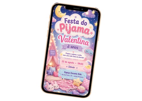 Convite Digital Festa do Pijama - Grátis Save The Date