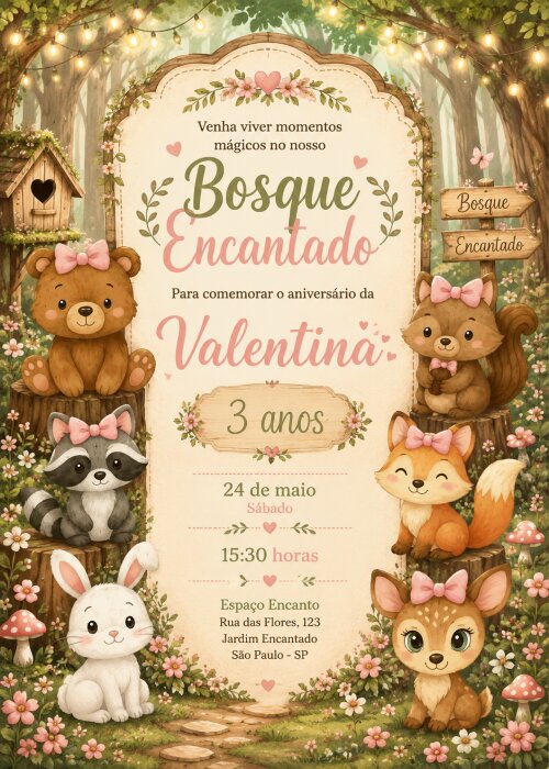 Convite Digital Bosque Encantado - Grátis Save The Date - Cópia