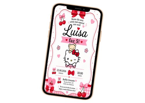 Convite Digital Hello Kitty - Grátis Save The Date