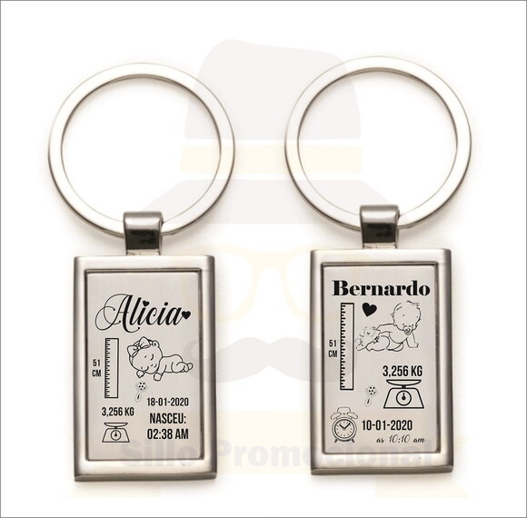 Chaveiro Metal Retangular 1955 - 10 Unidades