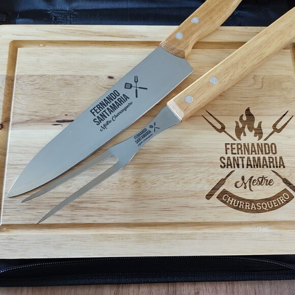 Kit Churrasco 03 Peças com Tabua -143328 - Personalizado