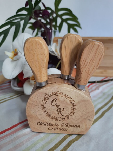 Kit Queijo 3 Peças Base de Bambu - 13376 - Personalizado