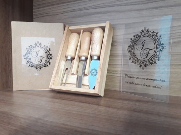 Kit Queijo Personalizado 03 Peças - 143002 - para Padrinhos