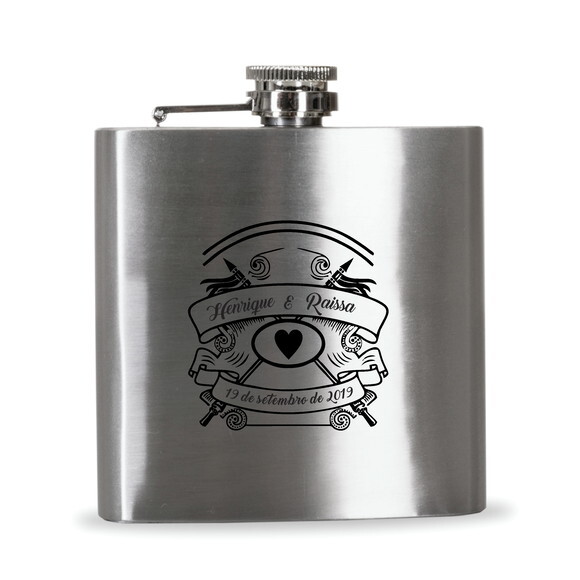 Padrinhos Cantil -porta Whisky Personalizado de Inox 6oz