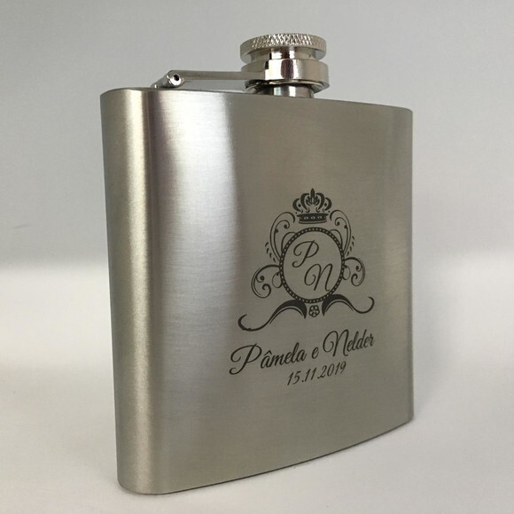 Padrinhos Cantil -porta Whisky Personalizado de Inox 6oz