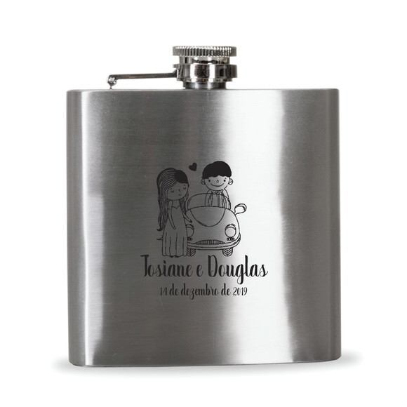 Padrinhos Cantil -porta Whisky Personalizado de Inox 6oz