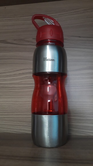 Squeeze 600 ml -inox e Plastico - Personalizada