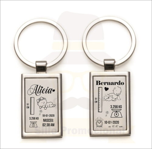 Chaveiro Metal Retangular 1955 - 10 Unidades