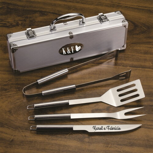 Kit Churrasco 4 Peças Maleta de Alumínio 1644 -personalizodo