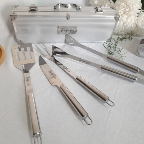Kit Churrasco 4 Peças Personalizado Maleta de Alumínio 94141