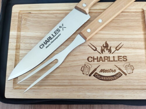 Kit Churrasco 5 Peças com Tabua Cod 143223 - Personalizado