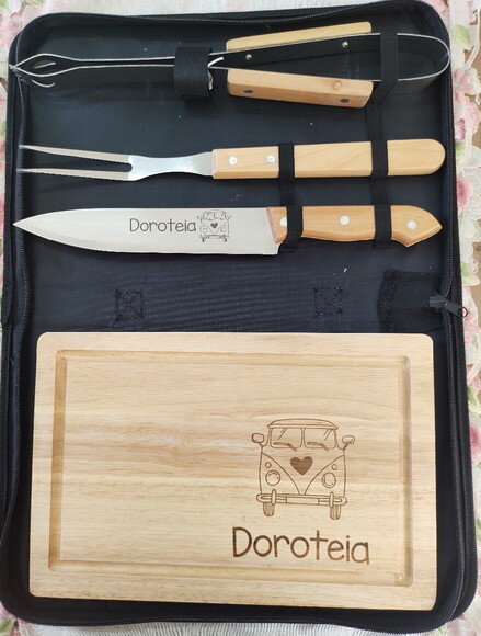 Kit Churrasco 5 Peças com tabua Cod 3223 - Pai dos Noivos