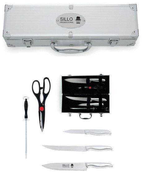 Kit Churrasco 5 Peças Maleta Alumínio 1345 -personalizada