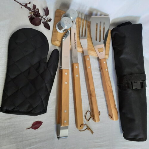 Kit Churrasco com Avental - 5184 -personalizado nos Talheres