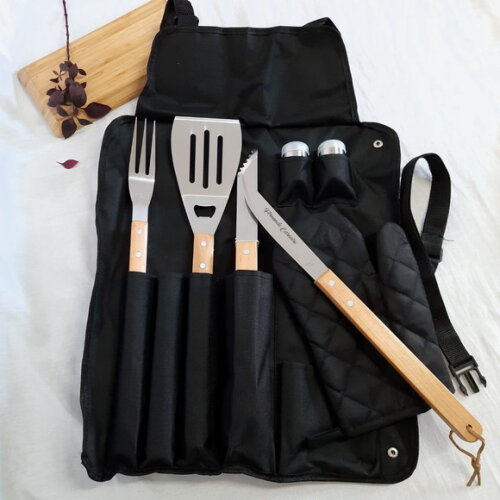 Kit Churrasco com Avental - 5184 -personalizado nos Talheres