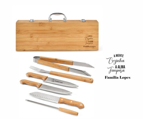 Kit Churrasco Maleta Bambu - Cod 93844 - Personalizado