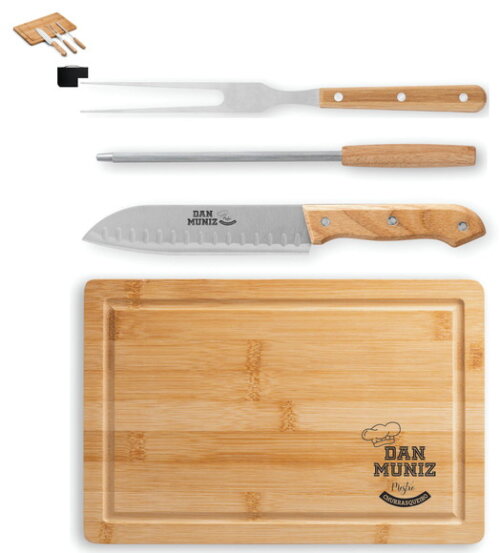 Kit Churrasco Personalizado 03 Peças com Tabua - 94107