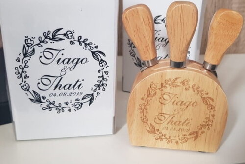 Kit Queijo 3 Peças Base de Bambu - 13376 - Personalizado