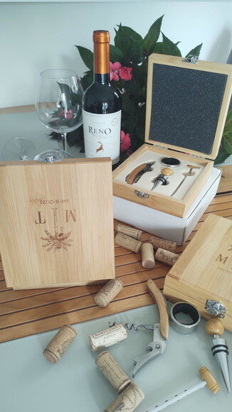 Kit Vinho Bambu - 94190 - para Padrinhos- Casamento