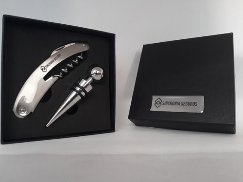 Kit Vinho Personalizado Inox 02 Peças - Cod 10071