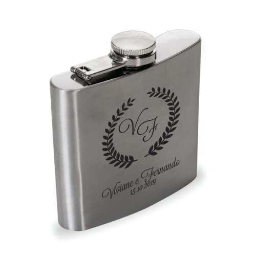 Padrinhos Cantil -porta Whisky Personalizado de Inox 6oz