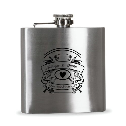 Padrinhos Cantil -porta Whisky Personalizado de Inox 6oz