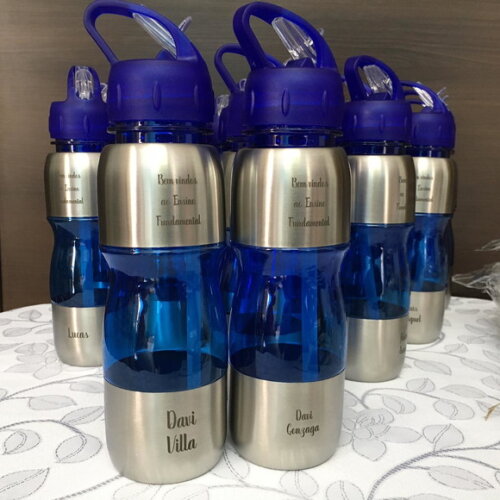 Squeeze 600 ml -inox e Plastico - Personalizada
