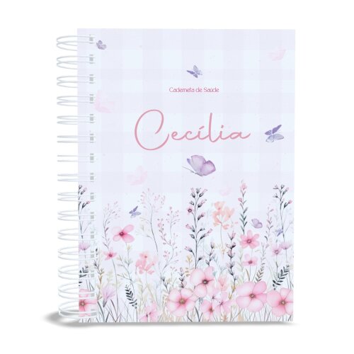 Caderneta de Saúde e Vacinação Personalizada – Floral Xadrez