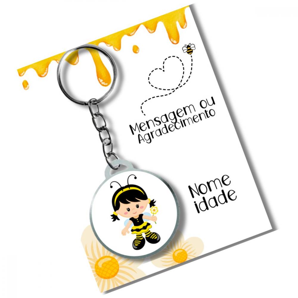 Chaveiros Personalizados  Abelhinha + card e embalagem * Adesivad