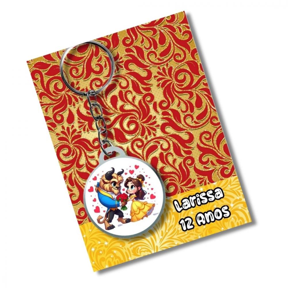 Chaveiros Personalizados  Bela e a Fera + card e embalagem * Ades