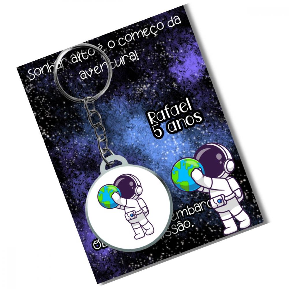 Chaveiro  Personalizado Astronauta + card e embalagem * adesivado
