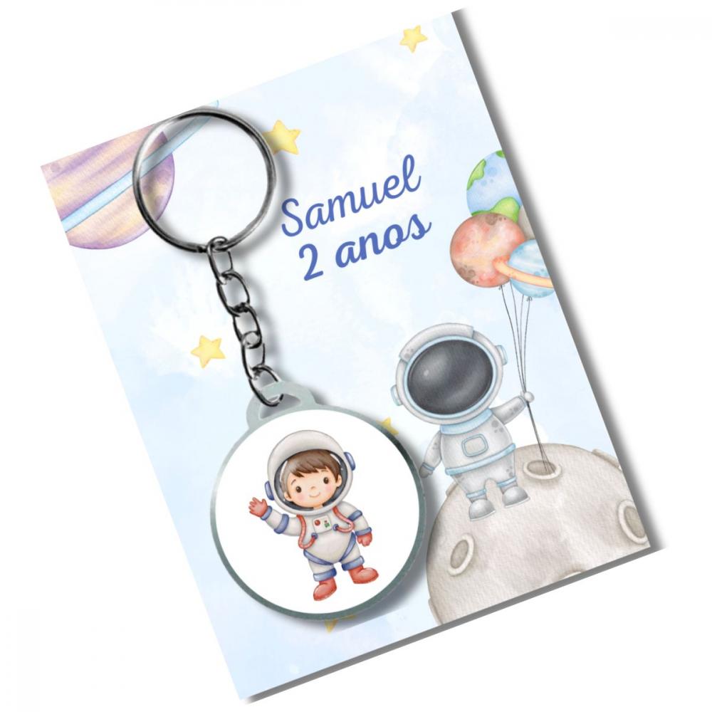 Chaveiro  Personalizado Astronauta + card e embalagem * adesivado