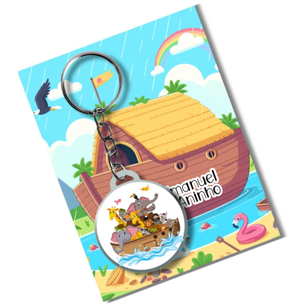 Chaveiro Personzalizado Arca de nóe + card e embalagem * adesiva